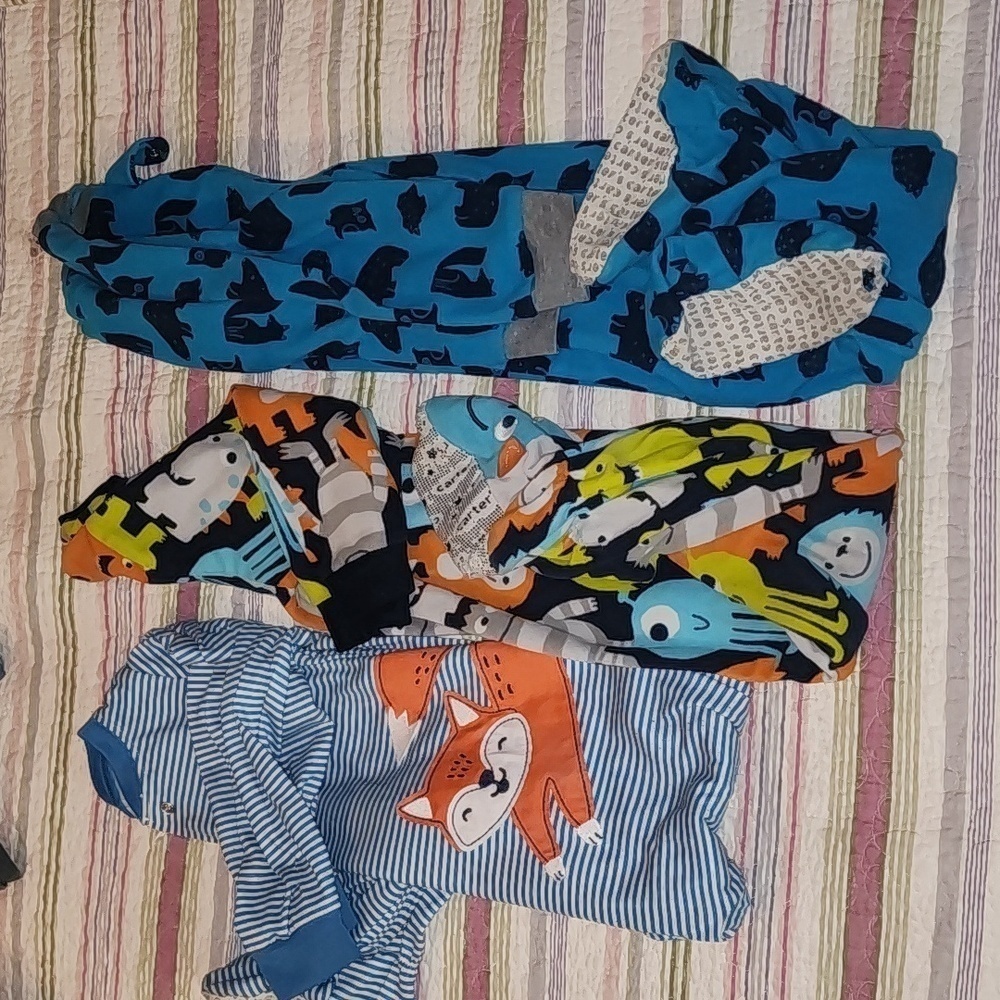 Lot of 3 Carter's Feet Pajamas Size 3T